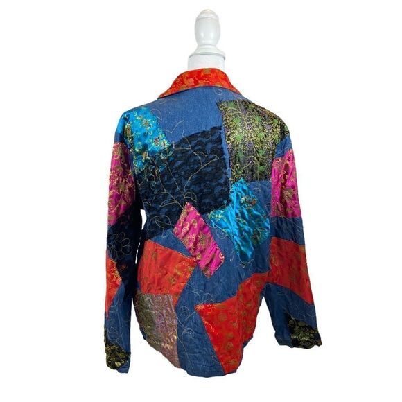 Vintage 80’s S Collection Denim‎ Patchwork Embroidered Jacket Size Medium - Picture 13 of 14